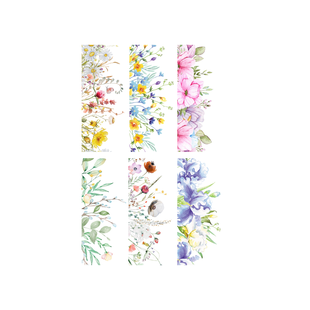 Set 6 semne de carte duble 100% reciclate Flowers, carton texturat-tactil 250g