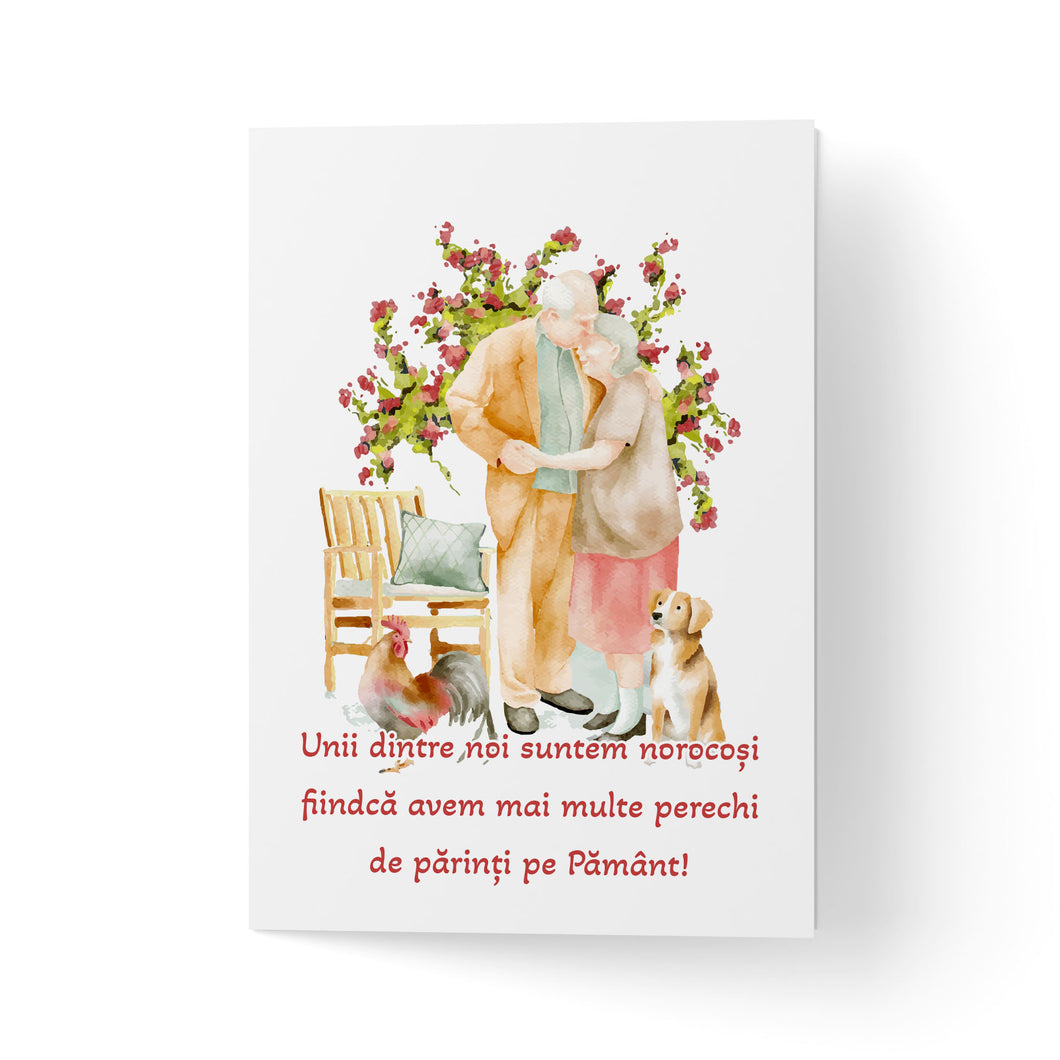 Felicitare 100% reciclata cu plic, hartie texturata premium - pentru bunici stil watercolor
