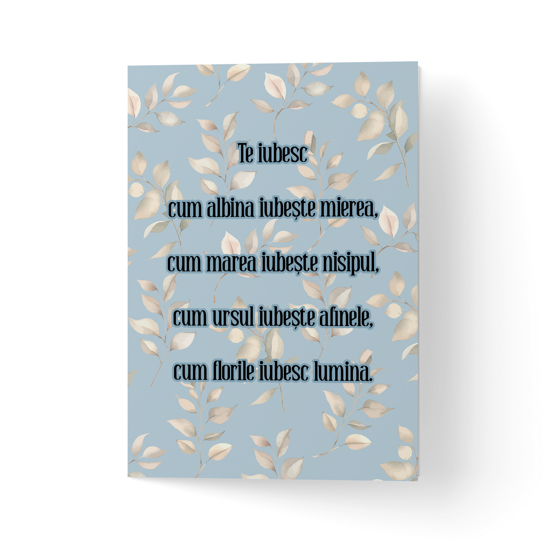 Felicitare 100% reciclata cu plic, hartie texturata premium - de dragoste