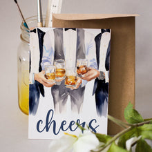Load image into Gallery viewer, Felicitare 100% reciclata cu plic, hartie texturata premium - Cheers pentru burlaci
