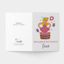 Load image into Gallery viewer, Felicitare 100% reciclata cu plic, hartie texturata premium - Fata de la tara
