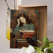 Load image into Gallery viewer, Felicitare cu plic, hartie texturata premium - fata cu carti
