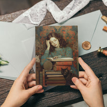 Load image into Gallery viewer, Felicitare cu plic, hartie texturata premium - fata cu carti
