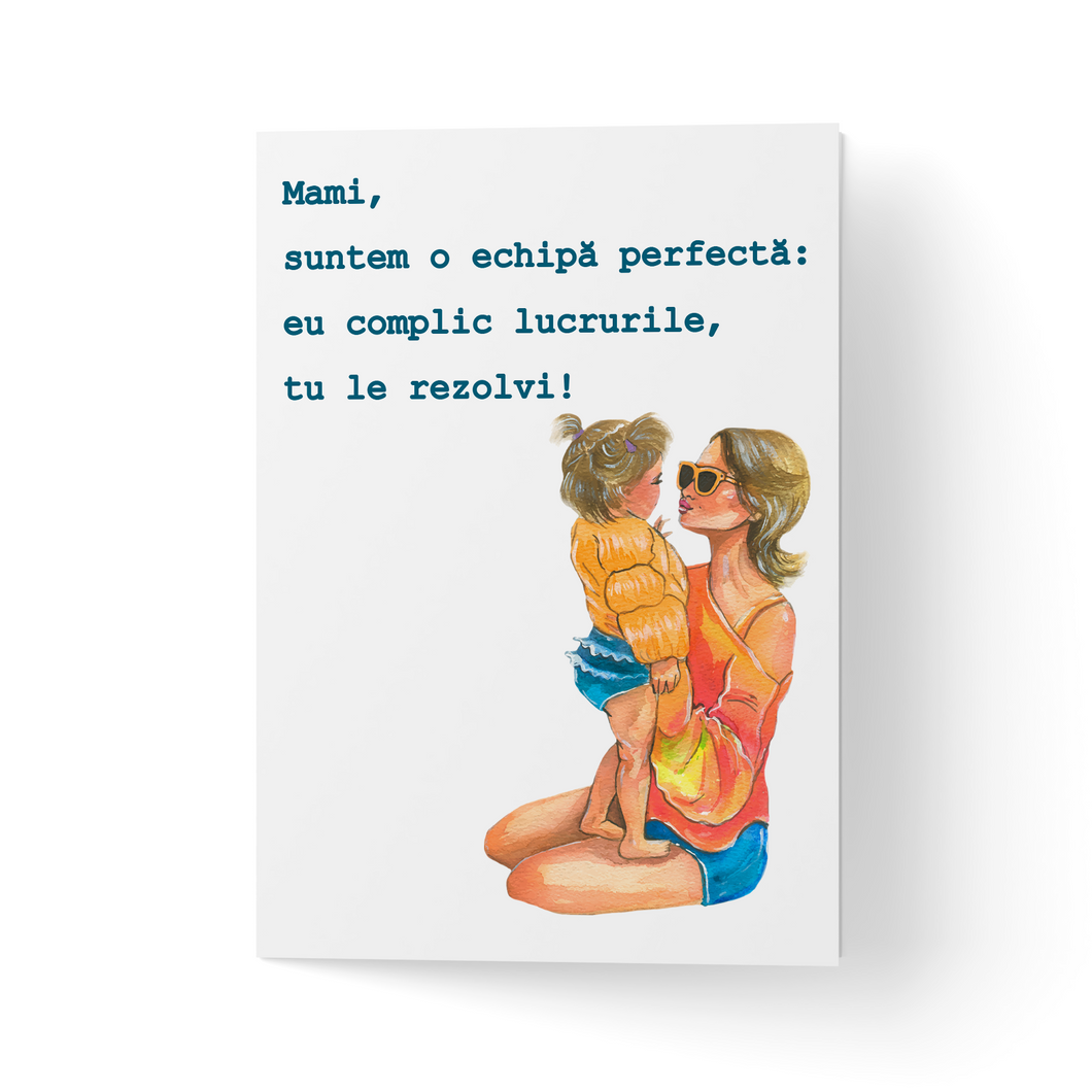 Felicitare 100% reciclata cu plic, hartie texturata premium - Mama si fiica