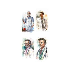Load image into Gallery viewer, Set 4 semne de carte duble 100% reciclate Doctors, carton texturat-tactil 250g
