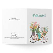Load image into Gallery viewer, Felicitare cu flori pe bicicletă - 100% reciclată
