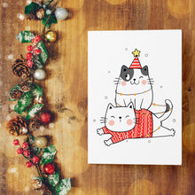 Load image into Gallery viewer, Felicitare 100% reciclată pisici de Crăciun
