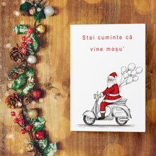 Încarcă imaginea în vizualizatorul Galerie, Felicitare Moș Crăciun pe scooter

