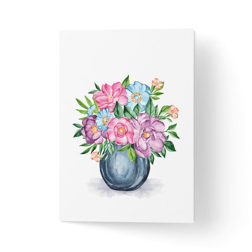 Felicitare vaza cu flori watercolor