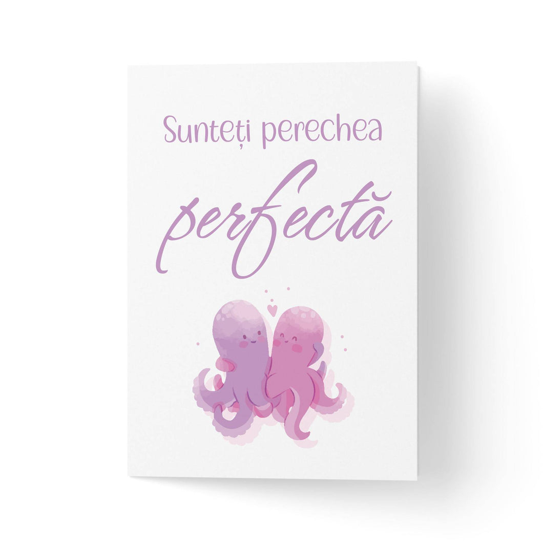 Felicitare 100% reciclata pentru nunta cu octopus