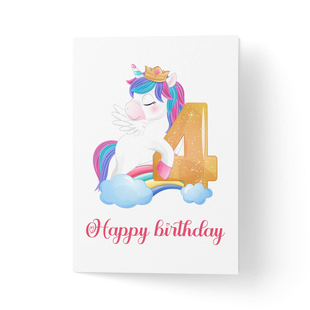 Felicitare 4 ani cu unicorn