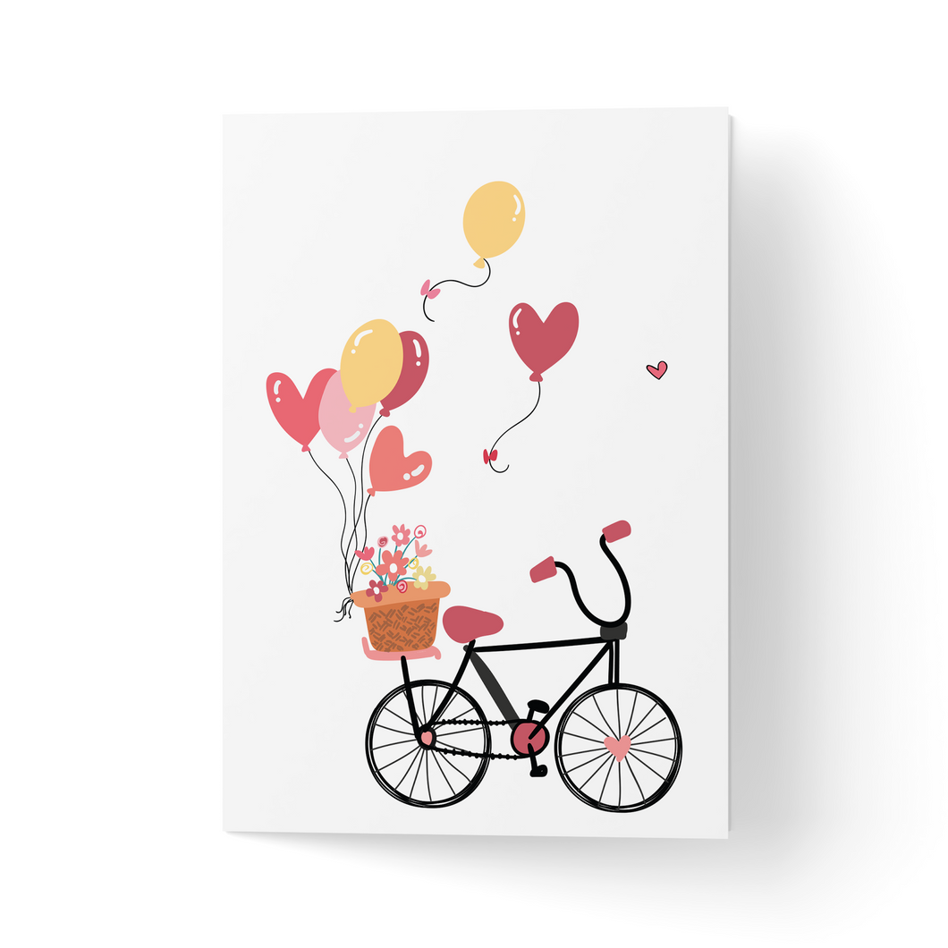 Trimite felicitare bicicletă cu baloane